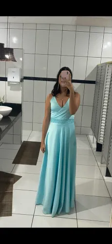 Vestido de festa longo azul claro