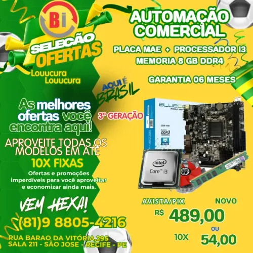 Kit Upgrade  I3 3240 +placa Mãe H61 1155 + 8gb Ddr3 +cooler - Em ate 10x Fixas 