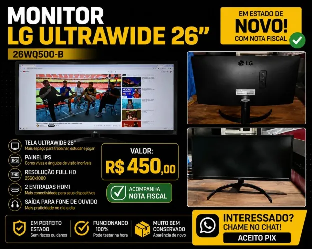 MONITOR LG ULTRAWIDE 26"