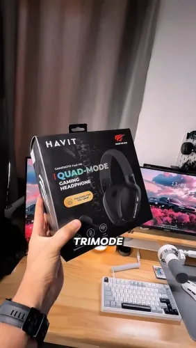 HEADSET GAMER SEM FIO HAVIT FUXI-H6 QUAD-MODE COM DRIVERS DE 40 MM, BATERIA DE 26H!!