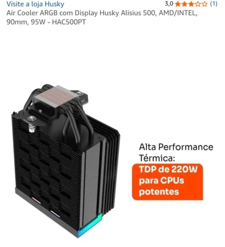 Air Cooler ARGB com Display Husky Alisius 500