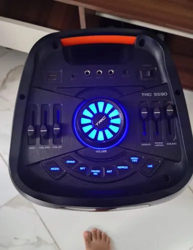 Caixa de Som TRC 5590 Bluetooth com LED e Controle de Graves
