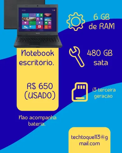 Notebook Positivo Core i3 / 6GB RAM / SSD 480GB (Rápido para Estudos e Trabalho)