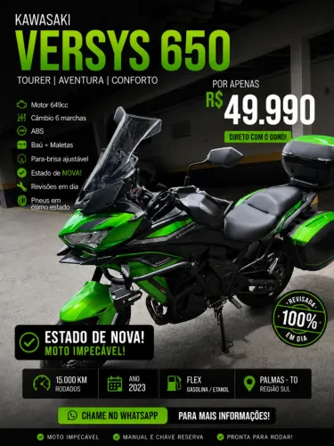 Kawasaki Versys 650 Tourer 2023 - estado de nova