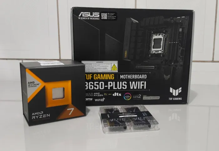 Kit AM5 Ryzen 7 7800X3D B650-PLUS WiFi RAM Rise Mode 2x16GB CL42 DDR5 [Novo]