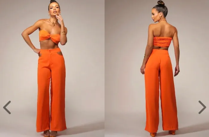 Novo com Etiqueta - Conjunto Feminino Laranja PP AESTHETIC
