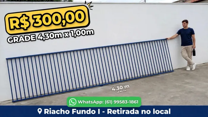 Grade de Ferro Reforçada Azul 4,30 mt X 1