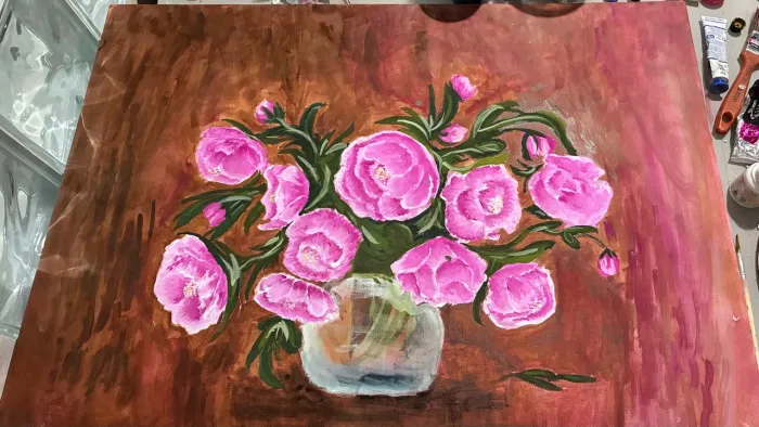Quadro floral Artesanal - Flores em tela