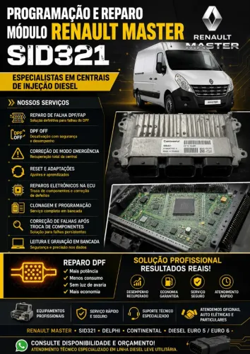 PROGRAMAÇÃO E REPARO MÓDULO RENAULT MASTER SID321 