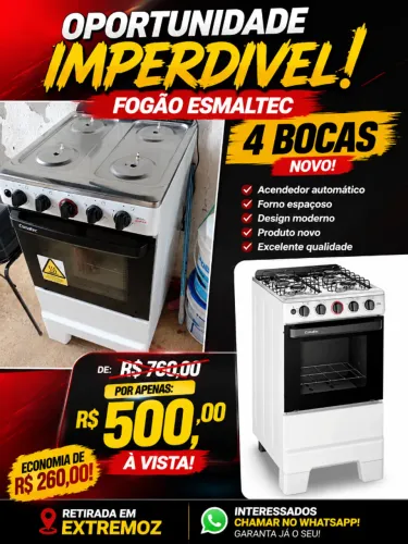 Fogão 4 bocas Esmaltec acendedor automático Novo pegar em extremoz