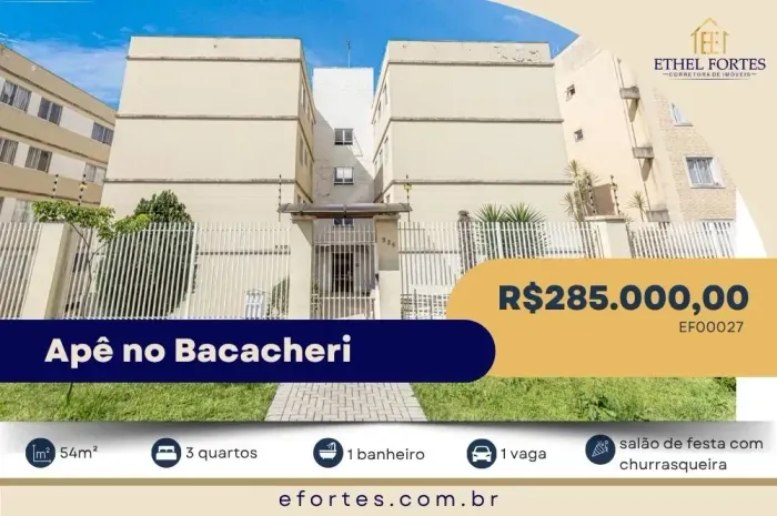 APARTAMENTO ENSOLARADO NO BACACHERI | 3 QUARTOS E VAGA COBERTA