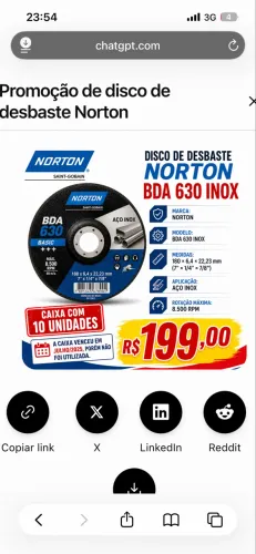 Disco de Desbaste 630 Norton
