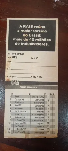 Bilhete da Loteria esportiva de 1977