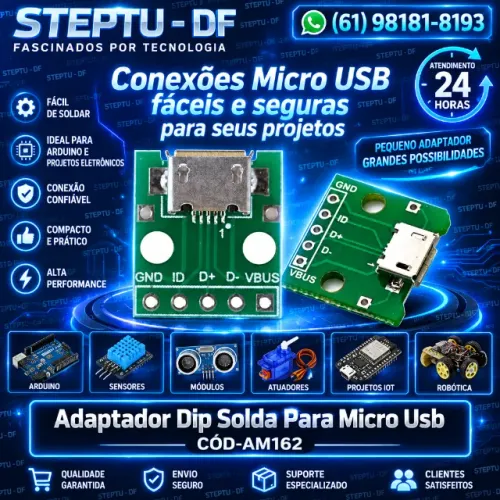 Arduino - Adaptador Dip Solda Para Micro Usb Automação Robotica COD-AM162 Modulo