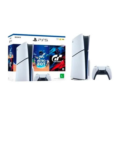 Playstation 5 slim físico 1tb + 2 controles + jogos