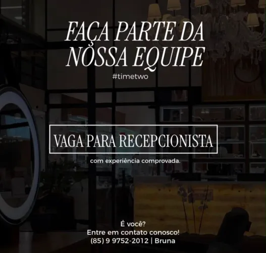 VAGA RECEPCIONISTA SALÃO MEIRELES