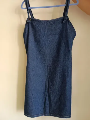 Jardineira jeans escuro Tam G novo