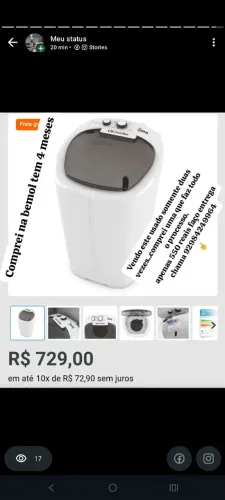 Vendo tanquinho Mallory de 20 kg novo