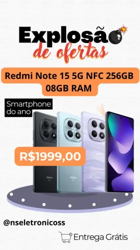 Celular Xiaomi Redmi Note 15 5g 256gb 08Gb Ram Novo Entregamos