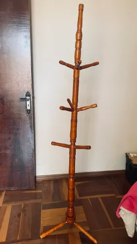 Mancebo Antigo de Madeira Torneada - Vintage - Excelente Estado
