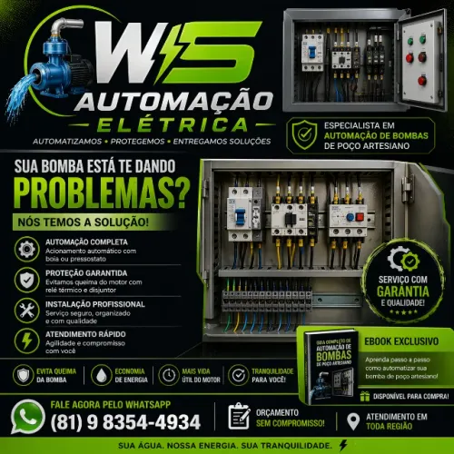 Eletricista Instalação e Automação de Bombas de Poço Artesiano.