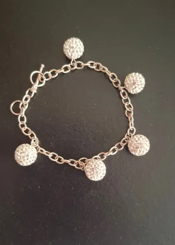 Pulseira de prata e cristal