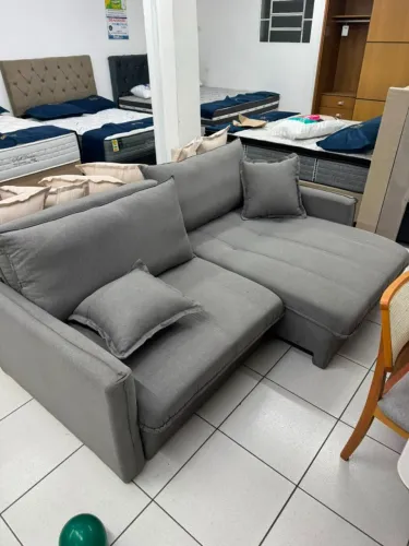 Sofá Cama Madrid Linho Cinza 4 Lugares