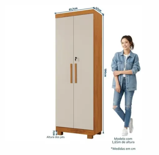 Armário Multiuso 2 Portas com Chave 100% Mdf Toronto Espresso Móveis