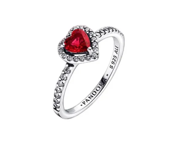 Anel Pandora coração vermelho