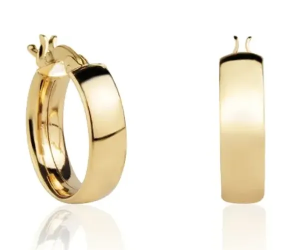 Brinco De Argola De Ouro 18k 4mm Lisa Grossa Média 14mm