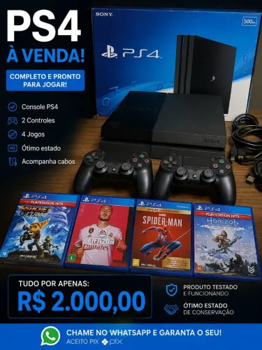 Vendo PS4 com tudo funcionando apenas 2.000,00