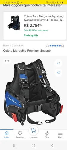 Colete flutuador mais regulador para mergulho