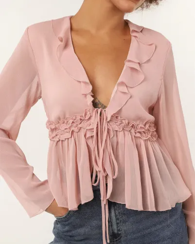 BLUSA ROSA FLUIDA 