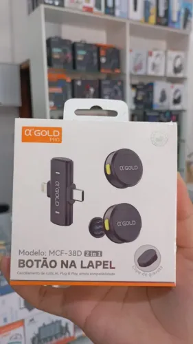 Microfone de lapela 2 em 1