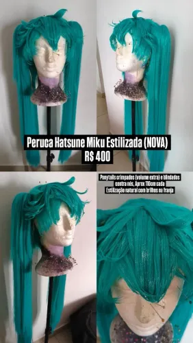Peruca Hatsune Miku Estilizada NOVA