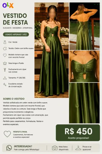 Vestido festa - verde oliva
