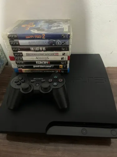 PS3 com defeito + controle original + 8 jogos 