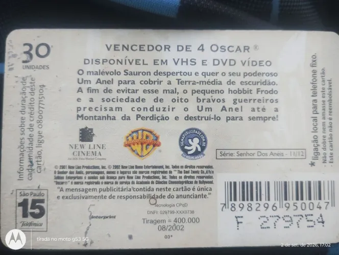 Cartão telefônico Gandalf
