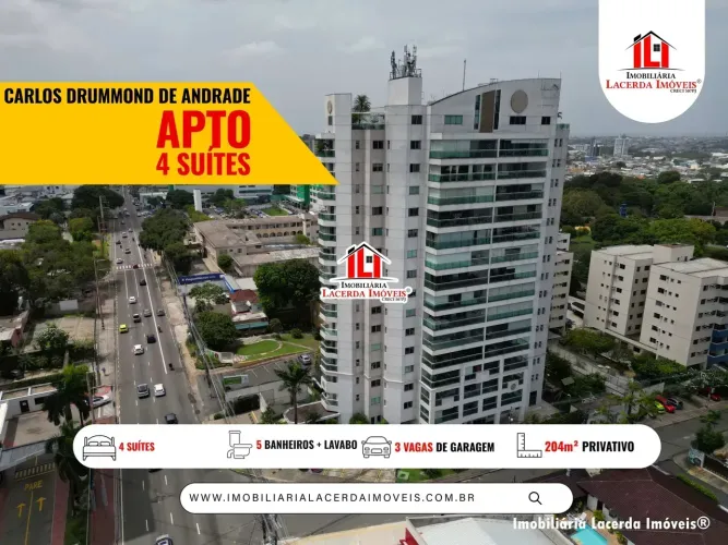 Apartamento Carlos Drummond de Andrade 204 m² com 4 suítes em Adrianópolis - Manaus - AM
