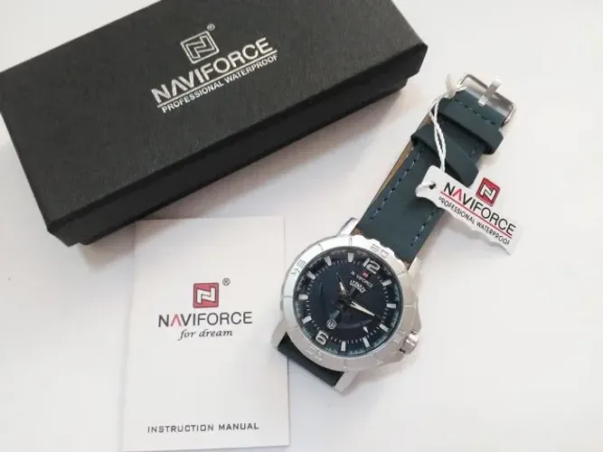 Relógio de Pulso Masculino de Luxo com Pulseira de Couro, NAVIFORCE 9122 Novo na Caixa
