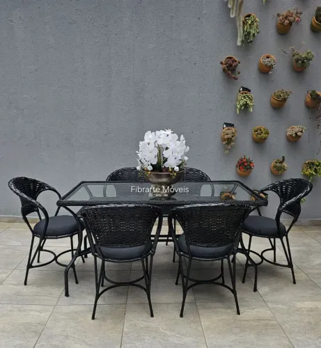 Mesa Quadrada 6 lugares 165X85 tampo de vidro<br>Vidro embutido <br>$ 2799