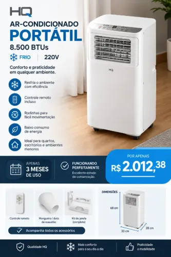 Ar Condicionado Portátil 8500btus Frio Comfort 220v Hq
