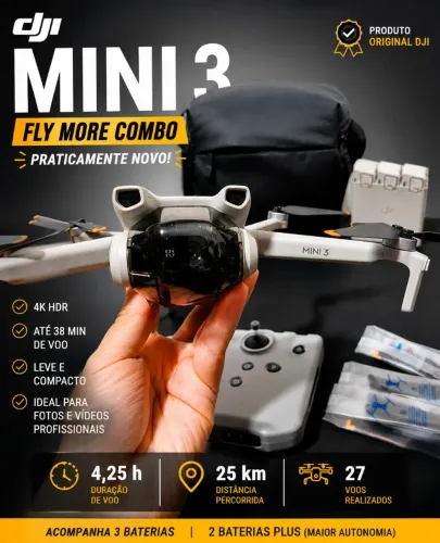 DJI Mini 3 Fly More Combo - Completo, Excelente Estado