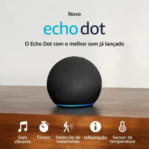 Amazon Echo Dot 5 Novo Lacrado Assistente Virtual Alexa Cor Preta