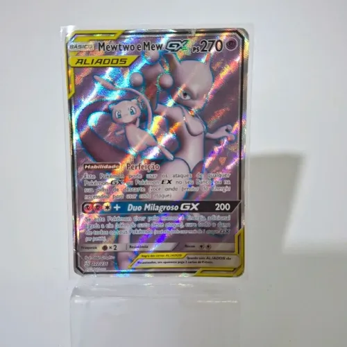 Carta Pokémon Mewtwo e Mew GX aliados 222/236 pokemon TCG
