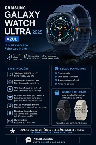 Samsung Galaxy Watch Ultra 1 Azul. Excelente estado, sem riscos!