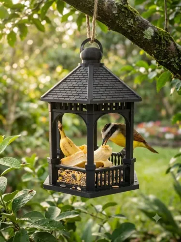 Comedouro para Passaros Passarinhos Jardim Coreto Suspenso 25cm