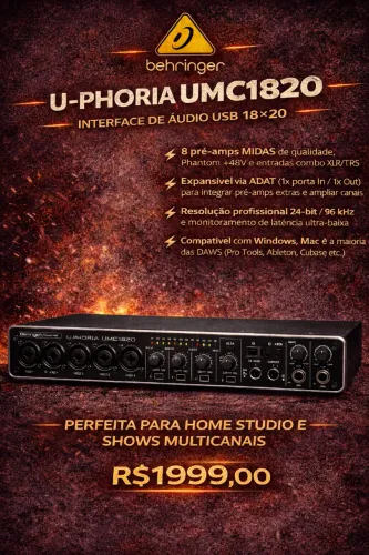 Behringer U-Phoria UMC1820 - Interface de áudio USB 18×20