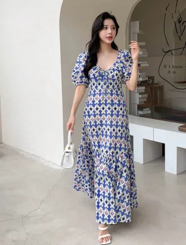 Vestido Azul Estampado M/G