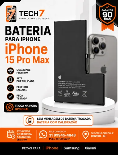 Bateria para iPhone 15 Pro Max - Garantia 90 Dias